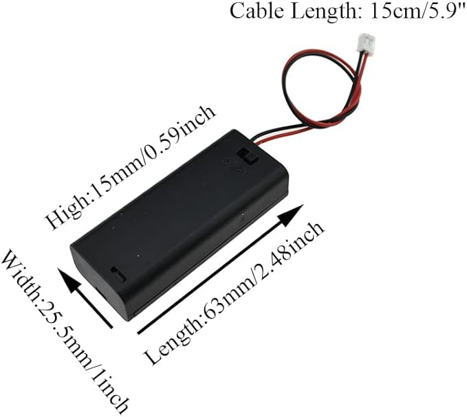 HAHIYO 2xAAA Battery Holder with JST Connector Portable Supply Quick Swap Securely Lids Convenient On/Off Switch Plastic Batteries Storage Box Case 4 Pieces for LED Christmas Light RC Plane Mordel