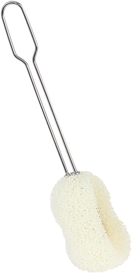 Hemoton Bottle Cleaning Brush with Replaceable Sponge Head and Long Stainless Steel Handle 9.44In for Baby Bottles Glass Bottles Water Cups