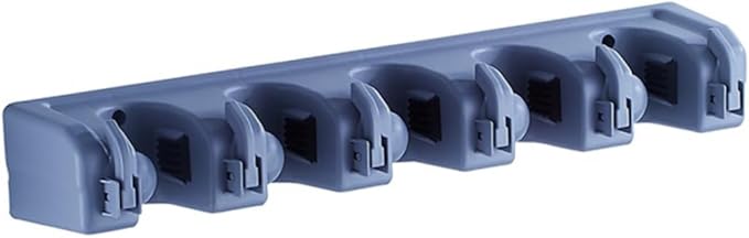 Cabilock Multi-purpose Wall Mounted Mop Holder with Friction Grips and Hooks Space-saving Tool Storage Rack for Bathroom Kitchen Garage and Garden Organization