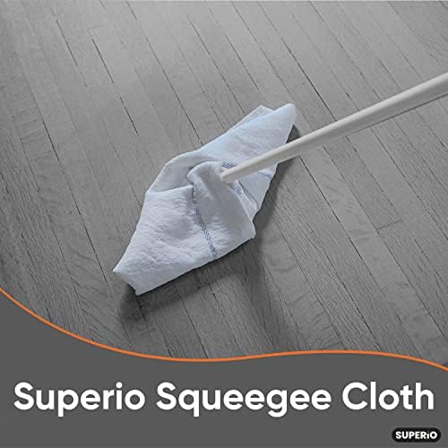 Superio Squeegee Mopping Towel Floor Cloth White Cloth for Cuban Style Mop, Israeli Sponga, Kitchen, Bathroom Cleaning, Tile, Stone, Wood, Floor Washing, Drying Towel -18"x24", 9 Pack