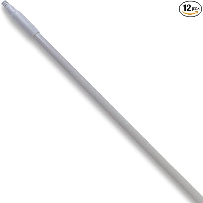 SPARTA Fiberglass Broomstick Replacement Broom Handle with Acme Threaded Tip for Industrial Cleaning Tools, Fiberglass, 60 Inches, Gray, (Pack of 12)