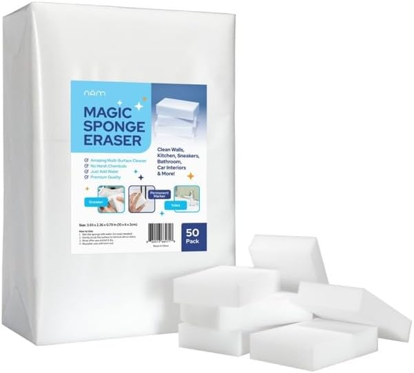 Magic Sponge Cleaning Eraser, 50 Pack Melamine Foam Cleaning Pads, Multi-Surface Cleaner for Kitchen, Bathroom, Wall, Floor, Baseboard, Sink & Furniture