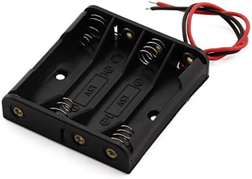 6 Pieces 4 Slots x 1.5V AA Battery Case Holder Battery Spring Clip Storage Box with 6 inches Wire Leads