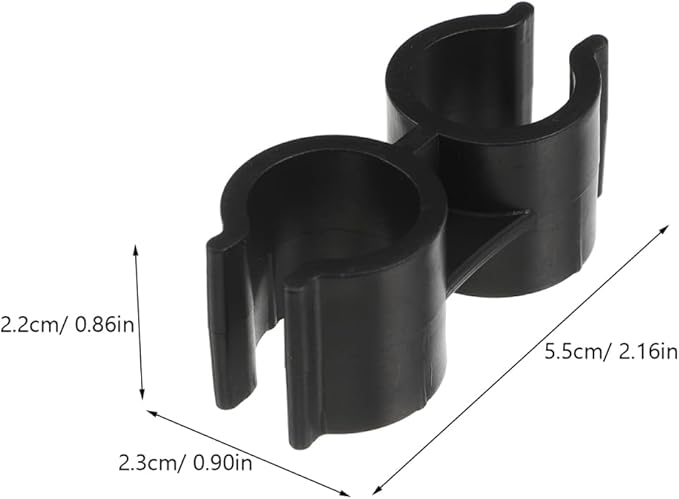 VOSAREA 4PCS Double Pipe Clamp Plastic Top Pole Clips Holder for Dustpan and Broom Connection Inner Tube Fastener for Boat and Home Use Pole Clamps Accessories