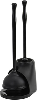 Casabella Bowl Brush & Plunger Combo - Heavy-Duty Toilet Plunger and Cleaning Brush, Ergonomic Handles, Durable Bowl Brush, Tackles Tough Clogs, Discreet Storage