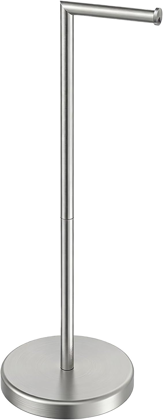 BWE Brushed Nickel Toilet Paper Holder Stand SUS304 Stainless Steel Modern Freestanding Toilet Paper Roll Tissue Holder for Bathroom, Toilet Paper Stand with Heavy Weighted Base