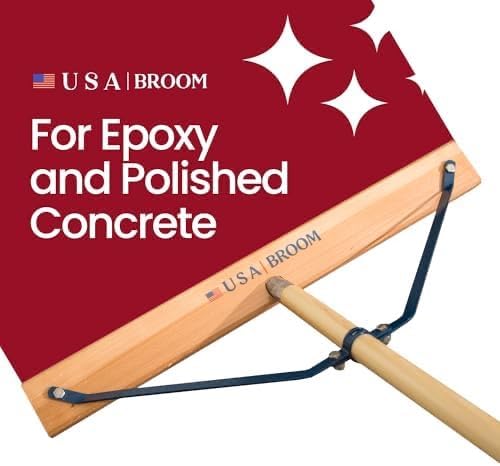 24" Soft Sweep Indoor Push Broom with 60" Handle. Ideal for Epoxy & Polished Floors. Durable American Made Steel Brackets-Stainless Steel Hardware. No Plastic. 100% USA Made