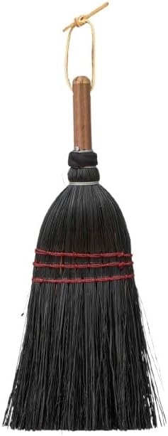 Black Deluxe Whisk Broom - Amish Corn Straw Hand Brush & Handle
