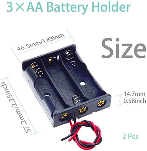 GTIWUNG 8Pcs 1.5V/3V/4.5V/6V AA Battery Holder with Wire & Pin, Black Plastic Batteries Case with Leads, 2Pcs Battery Storage Box