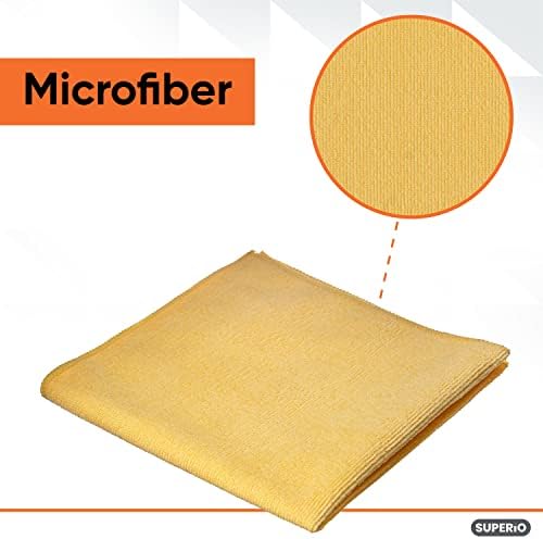 Superio Microfiber Cleaning Cloth for Cars, Kitchen Cleaning Rags for Housekeeping, 16" Micro Fiber Towels for House, Bathroom Absorbent All-Purpose Streak-Free lint-Free Wash Cloths (3 Yellow)