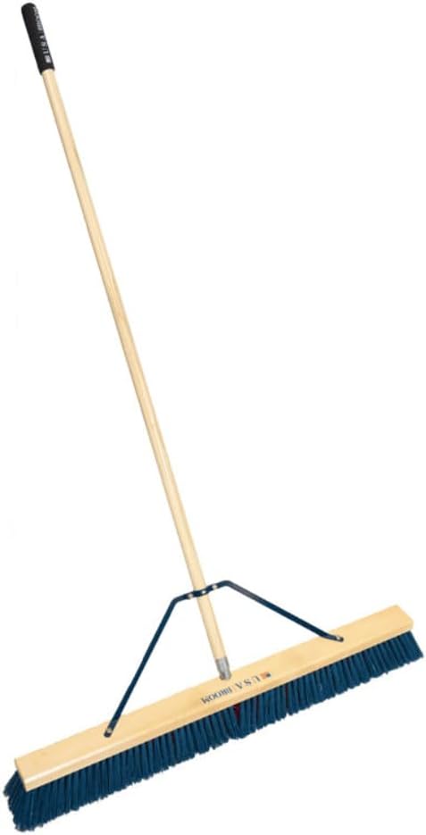 2-Pack - 24" Heavy Duty Outdoor Push Broom with 60" Handle. Ideal for Asphalt, Concrete & Heavy Debris. Durable American Made Steel Brackets-Stainless Steel Hardware. No Plastic. 100% USA Made