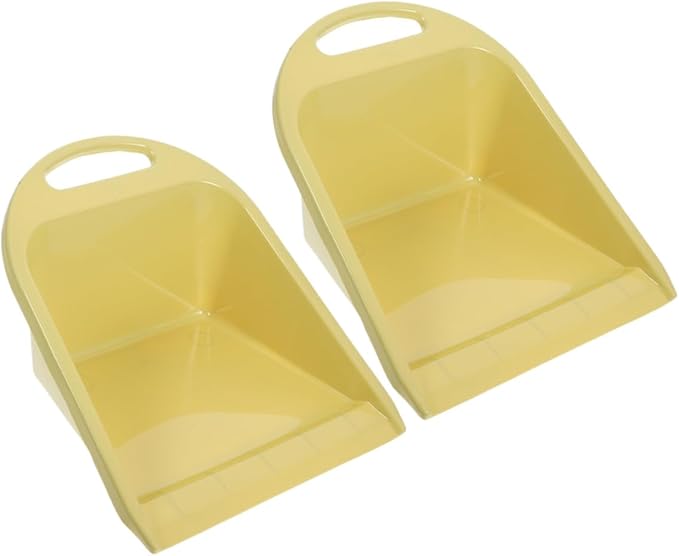 2pcs Handheld Dustpan Set with Handle, Compact Yellow Desktop Dustpan for Office and Home Cleaning, Practical Portable Trash Scoop for Garage and Table Use