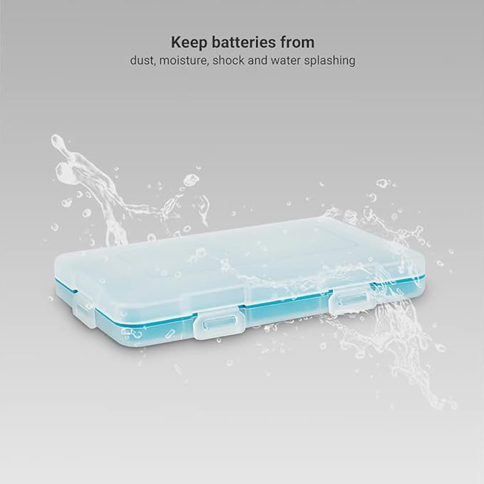 JJC Silicone 9V Battery Case Holder Organizer, PP Battery Storage Box for 4pcs 9V Batteries, Water-Resistant with 4 Snap Latch for Secure Protection