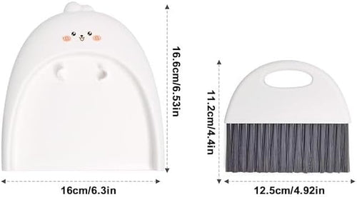 1 Set White Cute Broom and Dustpan Set, Mini Dustpan and Brush Cleaner Set,for Table Window Gaps Keyboard Kitchen Pets Nest