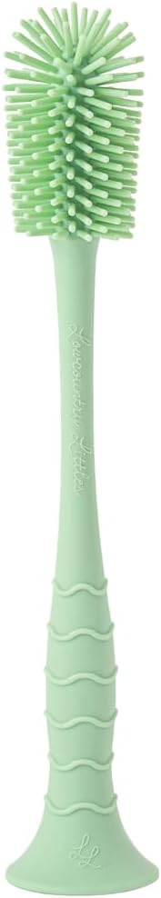 Nontoxic Silicone Bottle Brush - Premium Medical Grade - BPA & PFAS Free - Suction Cup Base - Easy to Clean and Dishwasher Safe - Tallest Design for Any Bottle - (10.25 in) - Green