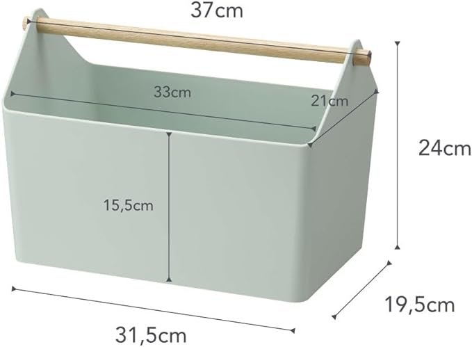 YAMAZAKI Home Favori Storage Organizer/Cleaning Caddy/Storage Basket With Handle - Plastic + Wood -