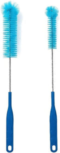 15.5 Inch Long Bottle Brush with 360° Rotating Head - Soft Bristles for Washing Glass, Narrow Neck Bottles, Wine Bottles, Vase, Hummingbird Feeder, Dishwasher Hose & Aquarium Tube, 2 Pack