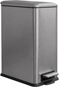 8 Gallon Trash Can with Lid, Stainless Steel Bathroom Garbage Can with Removal Inner Bucket, Soft Close Lid, Step on Trash Bin for Kitchen, Office, Laundry, 30 Liter Capacity, Kohler Grey