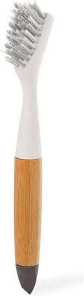Full Circle Micro Manager, Deep Cleaning Brush for Crevices, Shower, & Grout, Tough Bristles, Sustainable Bamboo Handle, White