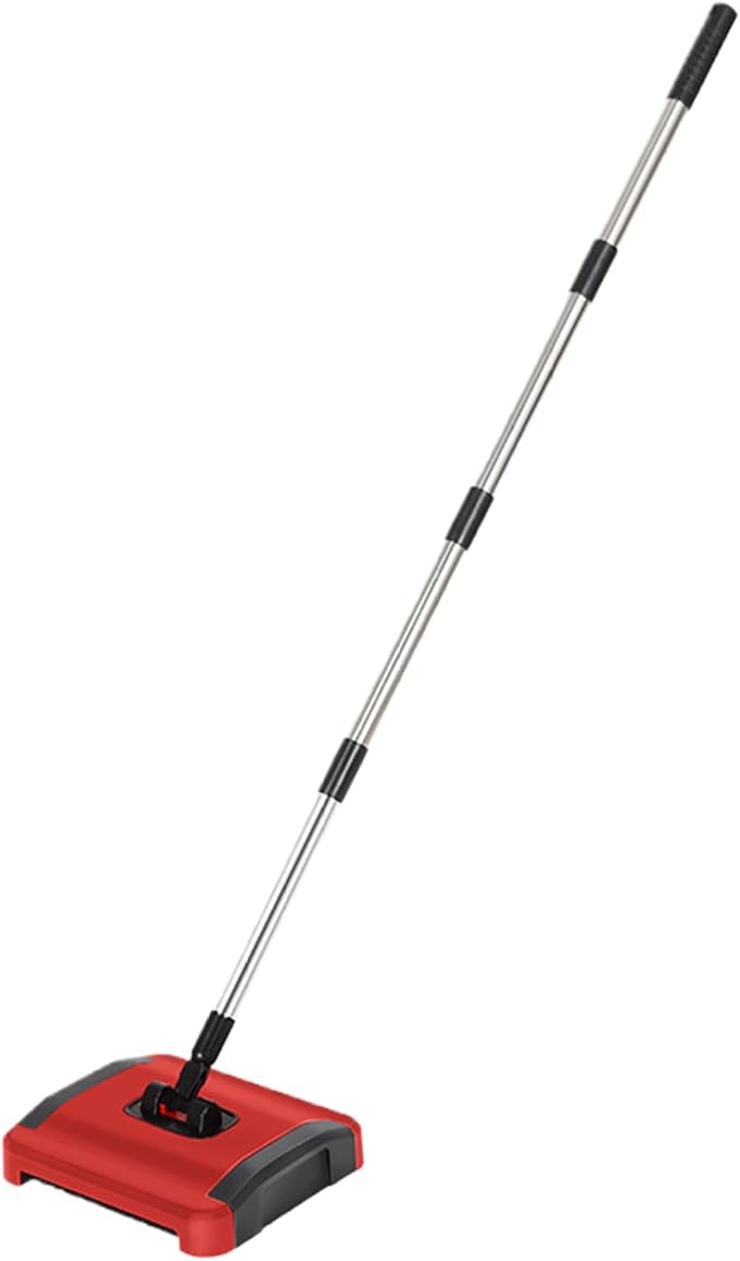 Carpet Sweeper Manual 3 Rolling Brushes Floor Sweeper Carpet Brush with Wheels and Large Waste Bin 43inch Detachable Carpet Cleaner for Pet Hair Dust Debris