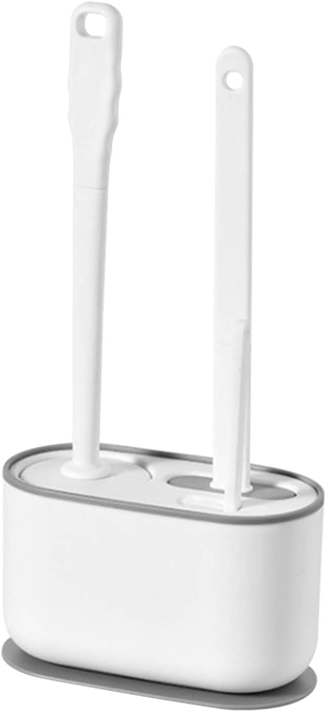 Toilet Brush Set, Bathroom Accessories, Toilet Bowl Cleaners, Deep Cleansing Multifunctional Hanging Toilet Brush Set for Bathroom(Pearl White)