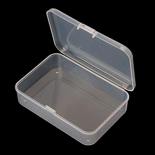AKOAK Clear Polypropylene Rectangle Mini Storage Containers Box with Hinged Lid for Accessories,Crafts,Learning Supplies,Screws,Drills,Battery,Pack of 4 (3.26" x 2.12" x 0.7")