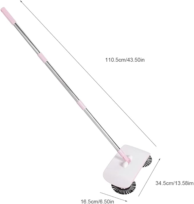 Household Hand Push Sweeper Broom Pan Floor Tools e Hand Swee for Home, Efficient Floor Sweeper for and Debris (Pink)