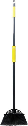 Four-Section Rod Long-Handled Broom,Heavy-Duty Broom, Angle Broom for Outdoor/Indoor（Black+Yellow）