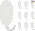 Sticky Adhesive Hooks for Hanging, Stainless Steel Hooks, Key Hooks, Towel Hooks, Coat Hooks, Command Hooks Wall Mount Hanger Door Hook Kitchen Utility Hooks, Drill Free No Damage 10 Pcs (White)