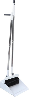 FRCOLOR Long Handle Broom and Foldable Dustpan Set Lightweight Stainless Steel Broom with Comb Teeth Ergonomic Design for Efficient Floor Cleaning for Home and Office