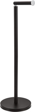 BGL Toilet Paper Holder Standing On Floor Black Matte, Tissue Holder On Floor with Reserve Storage Paper Rolls, Free-Standing Roll Paper Holder
