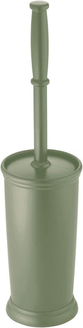 mDesign Toilet Bowl Brush and Holder - Covered Bathroom Toilet Brush - Standing Toilet Bowl Scrubber in Modern Holder - Space Saving, Deep Cleaning Brush for Toilet - Hyde Collection - Olive Green