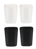 Besli 2 Gallon Small Trash Can Garbage Can Wastebasket for Bathroom Bedroom Kitchen Office (White+Black, 4 Pack)