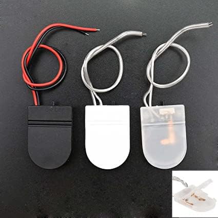 Alinan 10pcs Button Battery Holder Coin Cell Battery Holder with Switch CR2032 1 X 3V Battery Holder Battery Storage Boxes Cover with Wires On ON-Off Switch Socket Container (Clear)