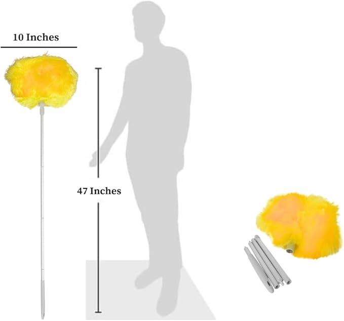Evelots Ceiling Fan Blade Brush Cleaner - Long Extension Pole - Brush Both Sides at The Same Time - Scratch Resistant Microfiber Feather Cobweb Duster - Extra Long with Reach up to 9 Feet