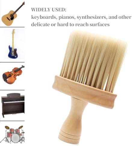 Instrument Dusting Brush, Double Sided Wooden Cleaner Soft for Keyboards Pianos Synthesizers