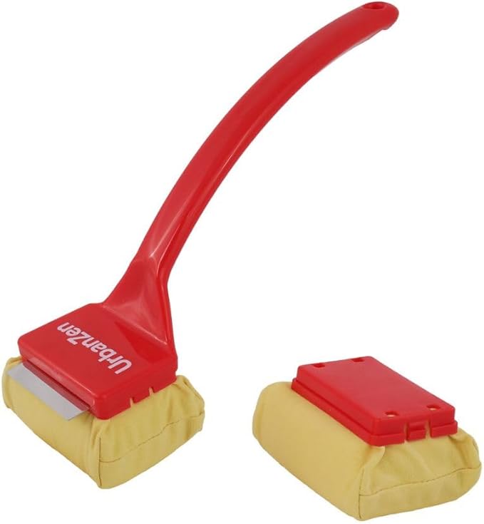 UrbanZen BBQ Grill Cleaner Brush Set with Extra 1 Sponge, Steam Grill Brush for Outdoor Grilling with Replacement Scrub Sponge + Superior Scraper, Safe No Wire Bristle BBQ Scrubber Brush for Cleaning