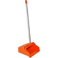 SPARTA Upright Dustpan with Aluminum Handle, Serrated Edge for Broom Combing, Secure Yoke Lock with Easy Storage Hanging Hole for Commercial Cleaning, Plastic, 30 Inches, Orange, (Pack of 6)