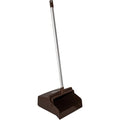 SPARTA Upright Dustpan with Aluminum Handle Serrated Edge for Broom Combing, Secure Yoke Lock with Easy Storage Hanging Hole for Commercial Cleaning, Plastic, 30 Inches, Brown