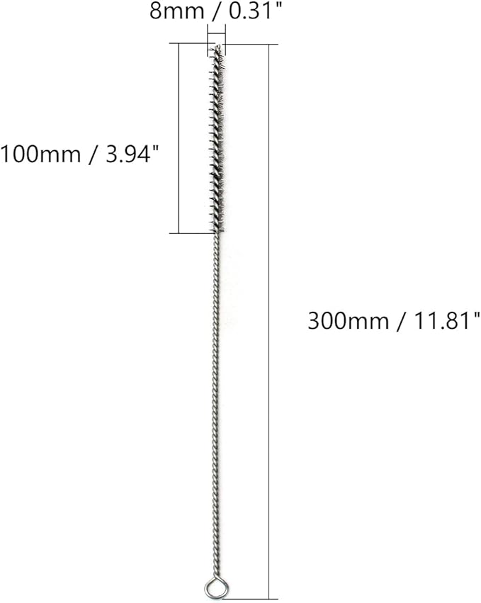Utoolmart Steel Wire Tube Brush, Stainless Steel Spiral Power Bottle Cleaning Brush Long-Handle Bristle Pipe Cleaning Tool, 0.3-inch Diameter 12-inch Length,10pcs
