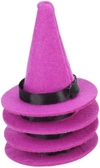 Mini Witch Hats and Mini Broom for Halloween Decorations Wizard Accessory for Party DIY Crafts Accessories (Purple)