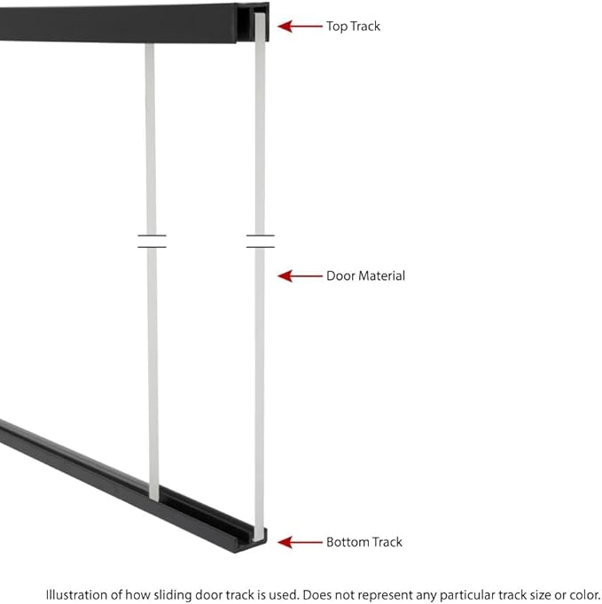 1/4" Panel Sliding Door Track - 48" Brown Plastic Upper & Lower Set, USA Made, Pack of 4 - Outwater