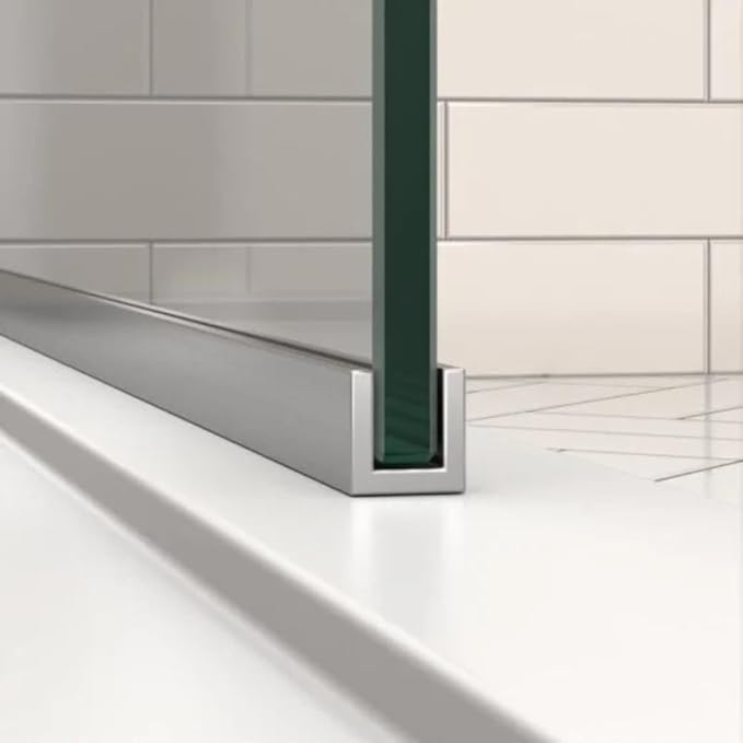 Fixed Glass Shower Panel for Bathroom - 3/8'' Thick Clear Tempered Frameless Glass Shower Door, 24" x 60" Hard Water Resistant with Chrome Finish - By Yana Glass and Mirror