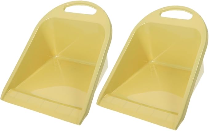 Homoyoyo 2pcs Handheld Dustpan Set Compact Yellow with Handle, Practical Reusable Trash Scoop for Home Office Desk Cleaning