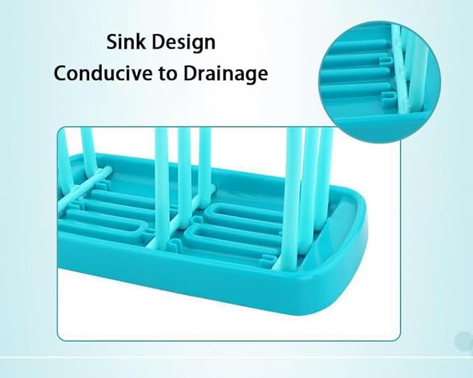 Fashion Space Saving Baby Bottle Folding Drying Rack Portable Bottle Dryer for Nipples, Breast Pump Parts, Baby Items - Portable Travel Bottle Drying Rack - Newborn Essentials Must Haves Blue