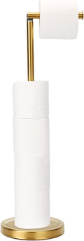 Toilet Paper Holder Stand Bathroom Toilet Paper Storage for 4 Paper Rolls with Heavy Base, Freestanding Toilet Paper Roll Holder (Gold)