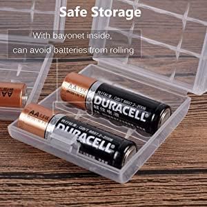 Fielect 18500 Battery Storage Case Box Holder Organizer Transparent, 2 Capacity, 1Pcs