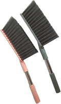2 Pack Soft Bristle Bed Sheets Sweeping Cleaning Brush with Long Hand, Counter Duster for Debris Hair Remover Desk Quilt Sofa Furniture (Pink Green)