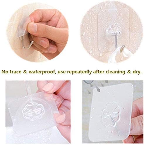 Heavy Duty Adhesive Hooks 33 lb(Max) 15KG,Waterproof and Oilproof Reusable Seamless Hooks Heavy Duty Wall Hook for Kitchen Bathroom Office (Transparent Small 40 pcs)
