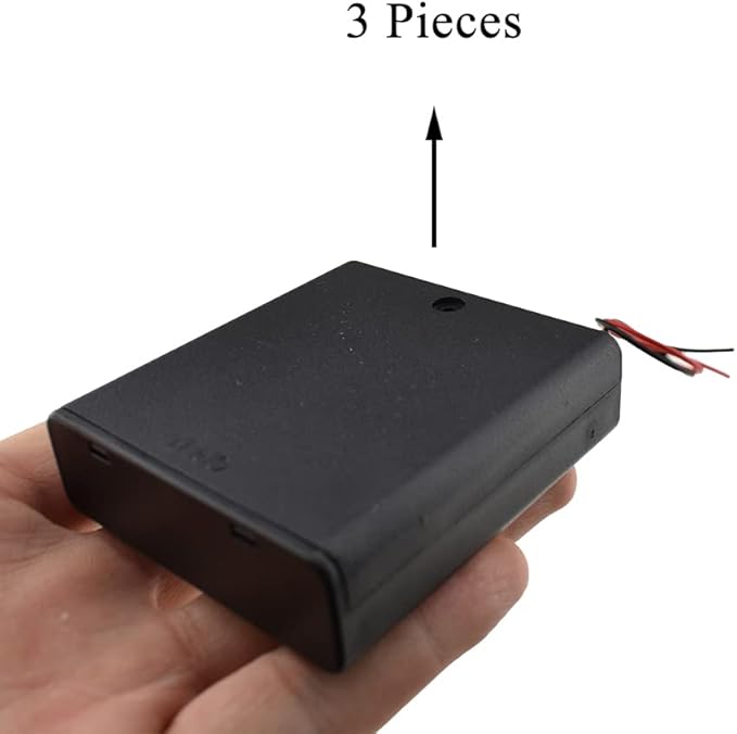 HAHIYO 6V AA Battery Holder Bundle with Wire Sturdy Cover Flexible Springs Contact Build-in Switch Batteries Black Case Easy Install 3 Pieces for Wall Clocks Ham Radio Kids Toys